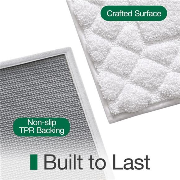 White bathroom rug non slip absorbent soft washable microfiber plush bath mat 17 - Picture 6 of 7
